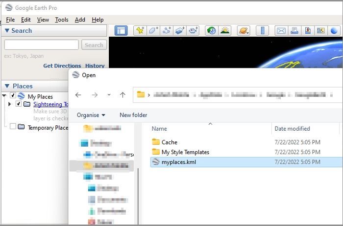 KML-Datei importieren