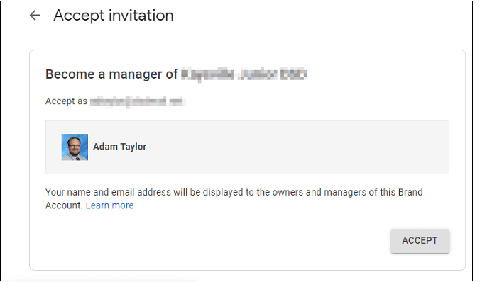 Wählen Sie auf der Seite Einladung annehmen die Option Akzeptieren aus
