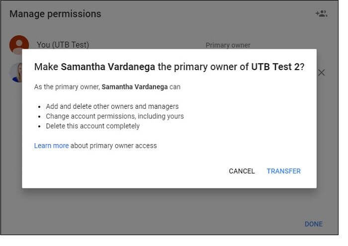 Transfer auswählen und fertig