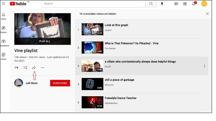 Klicken Sie auf die Teilen-Schaltfläche