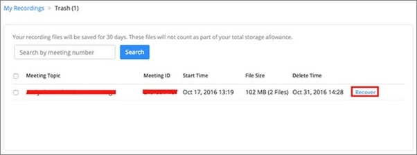 Die gelöschte Aufnahme wiederherstellen