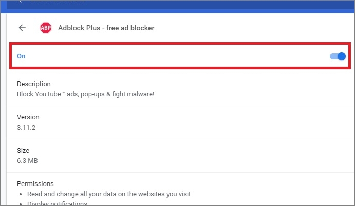 Erweiterungen ausschalten