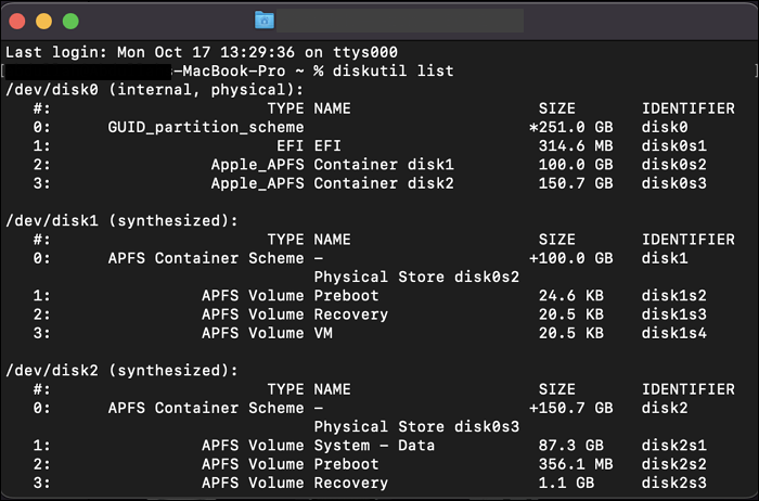 die Liste der Mac-Festplatten abrufen