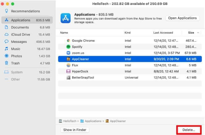macOS 13 Ventura Upgrade durch Überprüfung des Speicherplatzes beheben