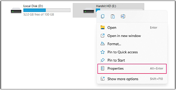 Rechtsklick-Eigenschaften