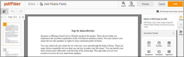 Füllbares Feld hinzufügen
